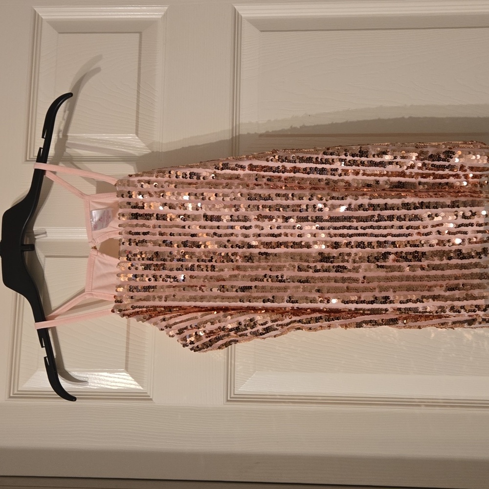 No Boundaries Pink and Gold Sequin Top